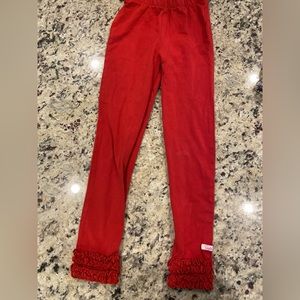 Ruffle Butts size 6/7 red leggings w/ruffles at the bottom